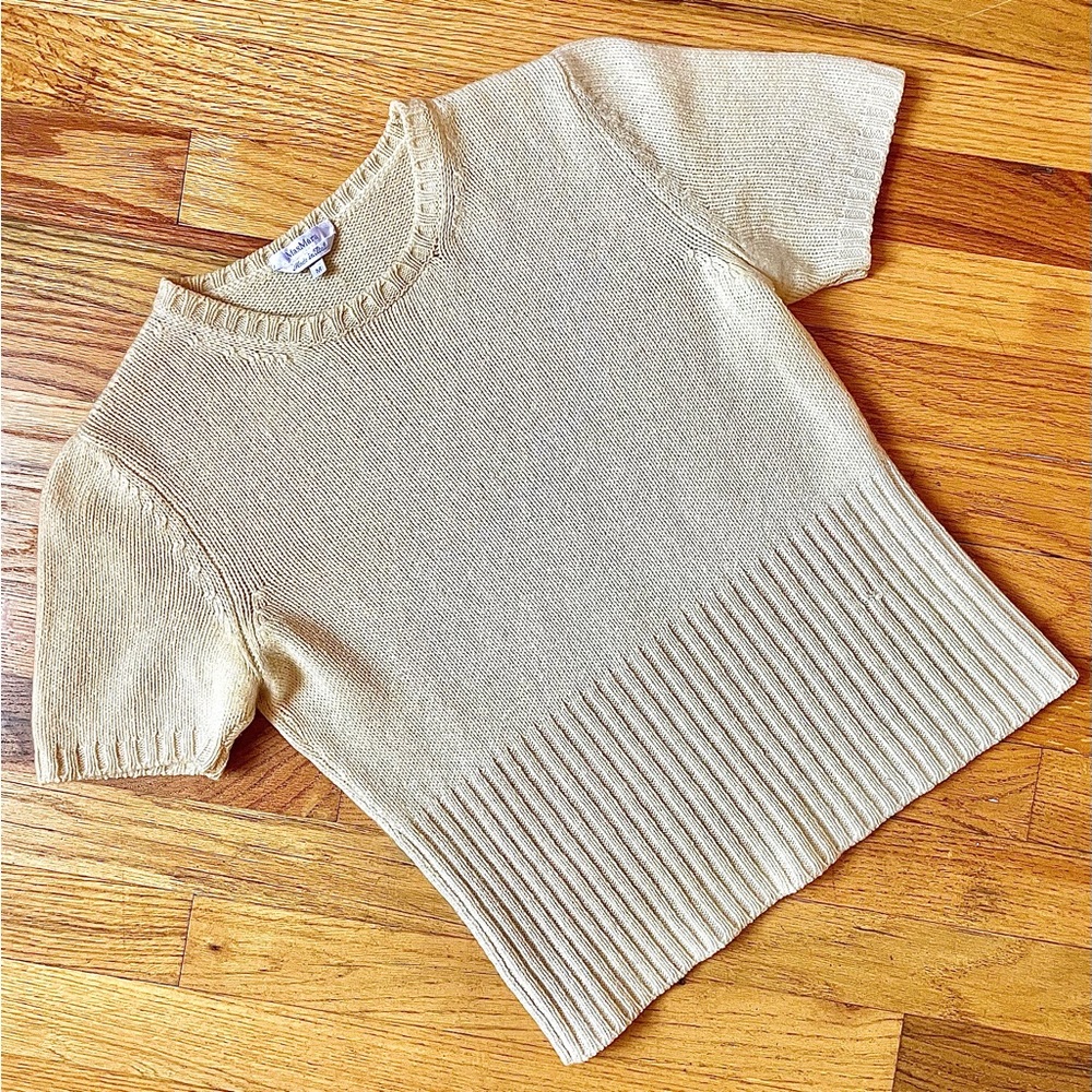 MaxMara Knit Short Sleeve Sweater In Cream